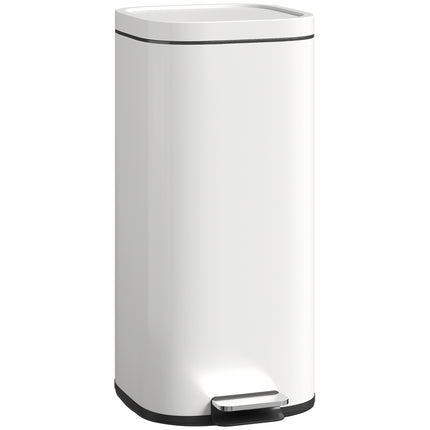30L Metal Kitchen Bin with Soft-Close Lid, Cream White