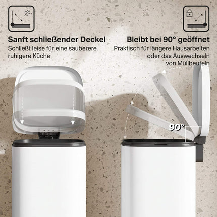 30L Metal Kitchen Bin with Soft-Close Lid & Pedal