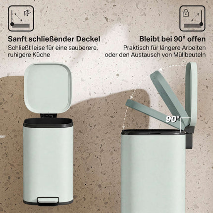 30L Metal Kitchen Trash Can, Soft-Close Lid, Green
