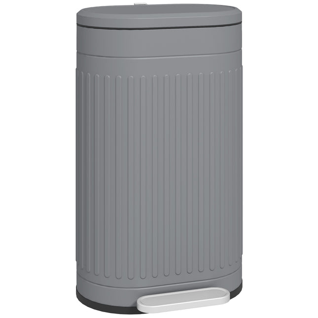 30L Metal Pedal Bin with Soft-Close Lid, Grey