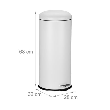 30L Metal & Plastic Kitchen Bin, Foot Pedal