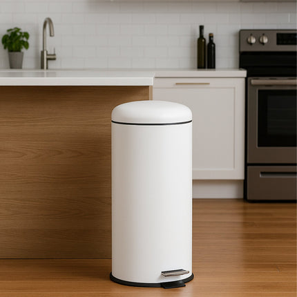 30L Metal & Plastic Kitchen Bin, Foot Pedal