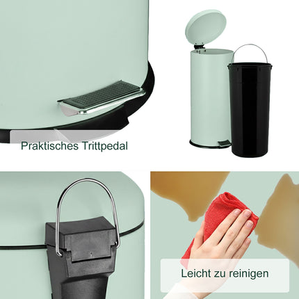 30L Metal & Plastic Pedal Kitchen Bin