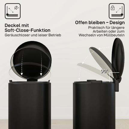 30L Pedal Bin with Soft-Close Lid, Black