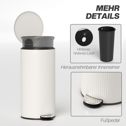 30L Pedal Bin with Soft-Close Lid, Black Metal