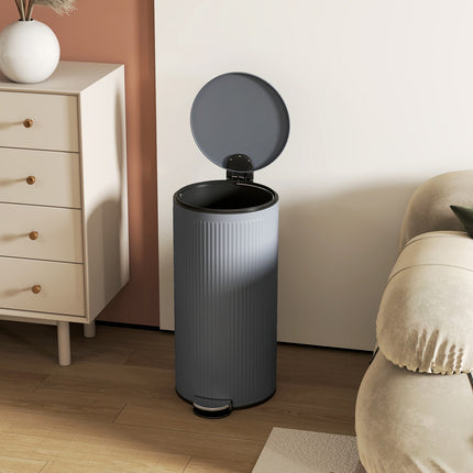 30L Pedal Bin with Soft-Close Lid, Black Metal