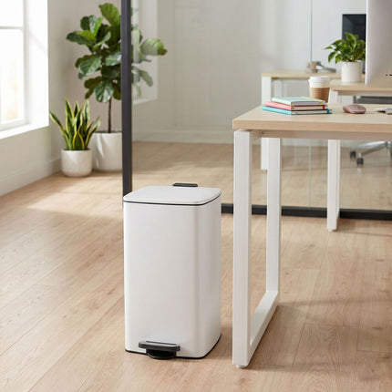 30L White Pedal Bin with Soft-Close Lid