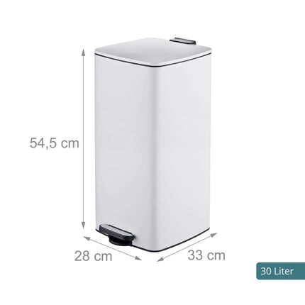 30L White Pedal Bin with Soft-Close Lid