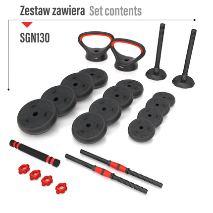 30kg Adjustable Dumbbell Weight Set, 6-in-1