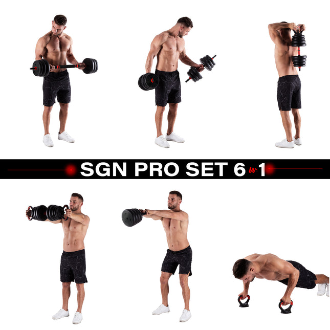 30kg Adjustable Dumbbell Weight Set, 6-in-1