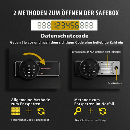 31.5L Safe Electronic Safe Cabinet with Digital Keypad and Key 40 x 30 x 31 cm Black