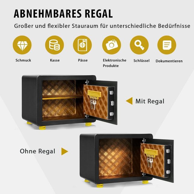 31.5L Safe Electronic Safe Cabinet with Digital Keypad and Key 40 x 30 x 31 cm Black