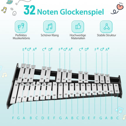 32-Note Xylophone Set with Adjustable Stand & Bag