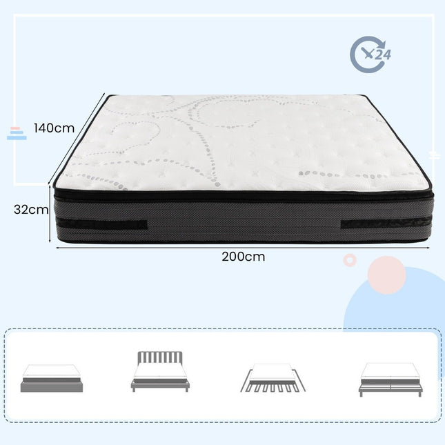 32 cm height memory foam mattress with cooling gel enriched hybrid mattress 140 x 200 cm