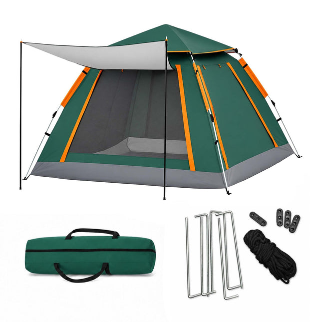 3-4 Person Quick-Setup Tent with Awning & UV Protection