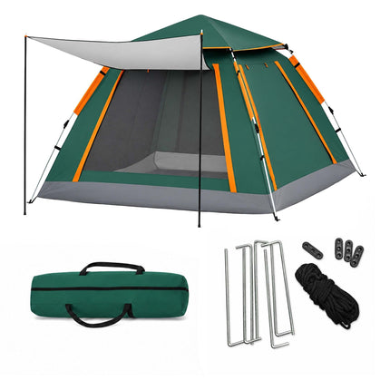 3-4 Person Quick-Setup Tent with Awning & UV Protection