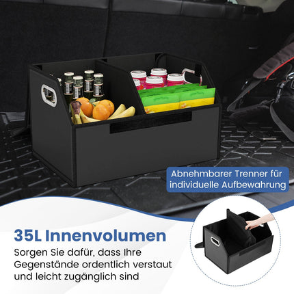 35L Collapsible Car Trunk Organizer with Lid & Divider