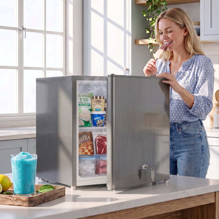 35L Compact Mini Freezer, Adjustable Thermostat, Grey