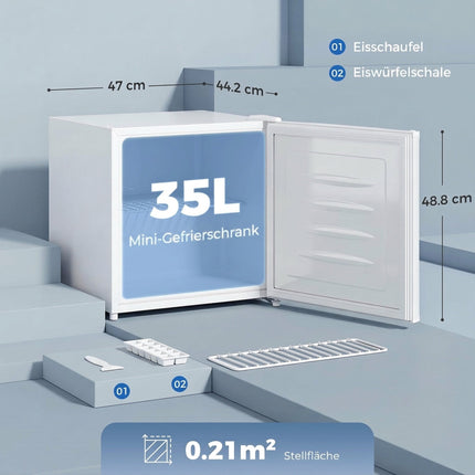 35L Compact White Mini Freezer, Adjustable Thermostat
