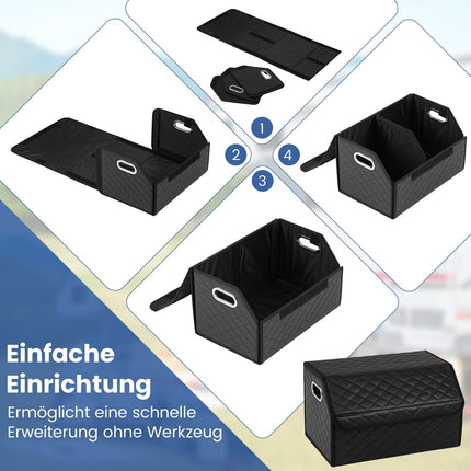 35L Foldable Car Trunk Organizer with Lid & Divider