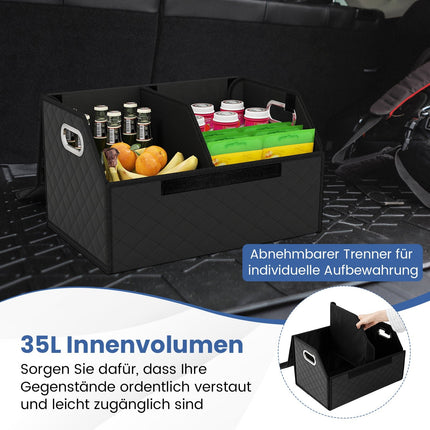 35L Foldable Car Trunk Organizer with Lid & Divider