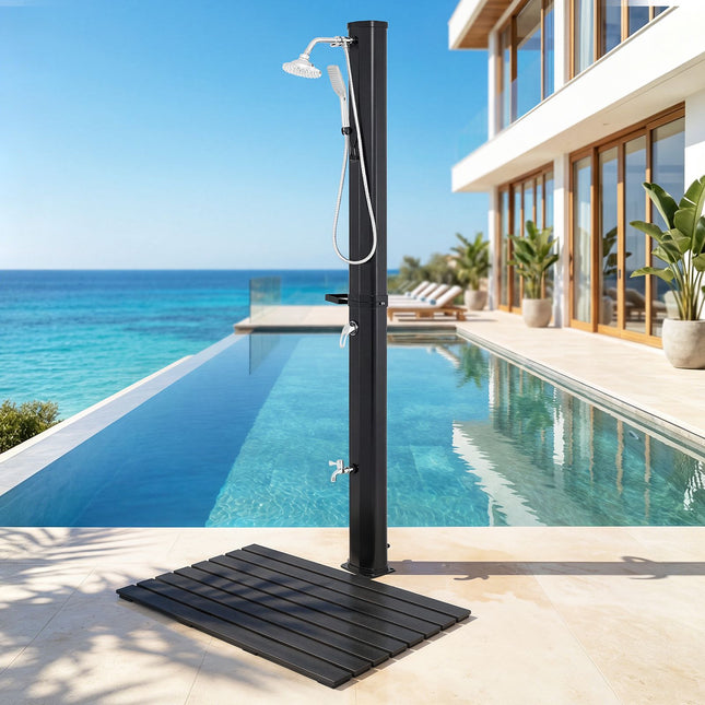 35L Solar Pool Shower with Hand & Foot Rinse, Black