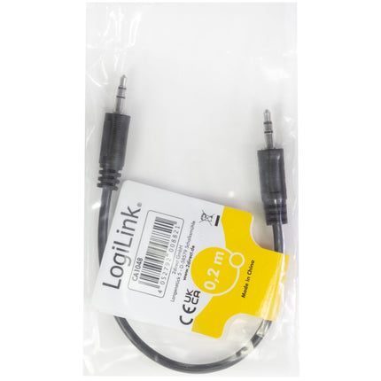 3.5mm Male to Male Stereo Audio Cable, 0.2m, Black