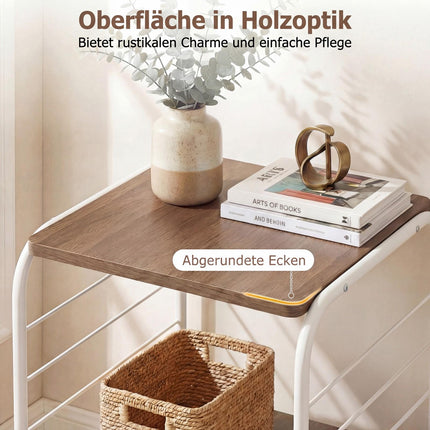 360 Rotating 4-Tier Bookshelf with Metal Frame, White/Natural