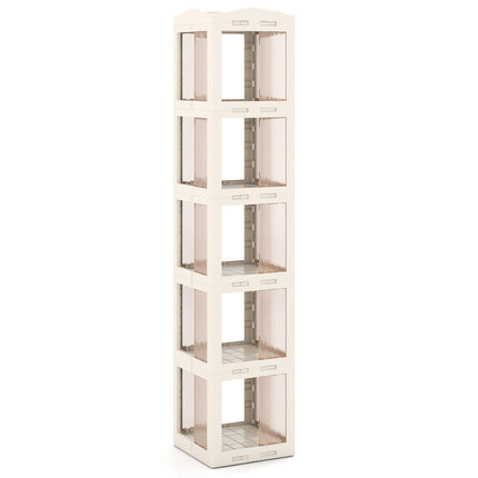 360 Rotating Bookshelf, Foldable, Transparent, 174 cm