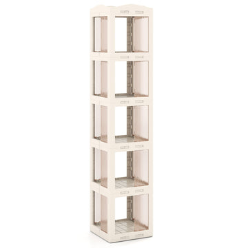 360 Rotating Bookshelf, Foldable, Transparent, 174 cm