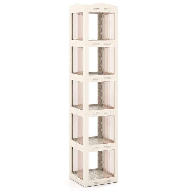 360 Rotating Bookshelf, Foldable, Transparent, 174 cm