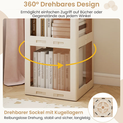 360 Rotating Bookshelf, Foldable, Transparent, 174 cm