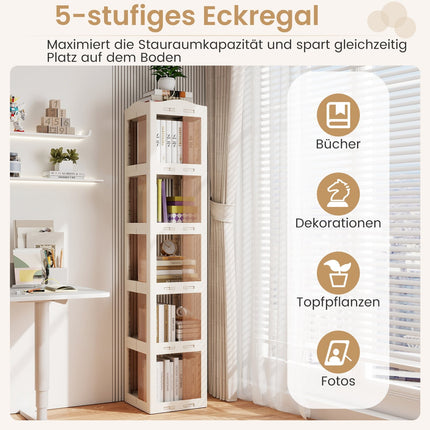 360 Rotating Bookshelf, Foldable, Transparent, 174 cm