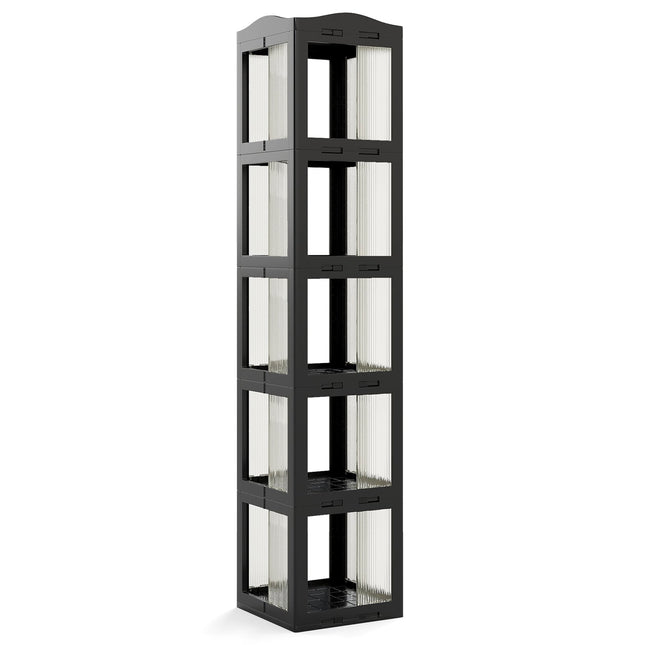 360 Rotating Bookshelf, Foldable, Transparent, Black, 174 cm