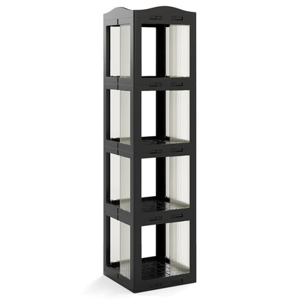 360 Rotating Bookshelf, Foldable, Transparent, Black