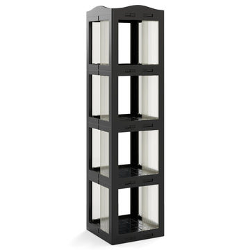 360 Rotating Bookshelf, Foldable, Transparent, Black
