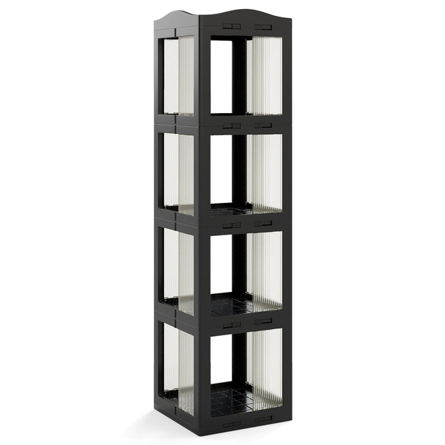 360 Rotating Bookshelf, Foldable, Transparent, Black