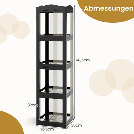 360 Rotating Bookshelf, Foldable, Transparent, Black