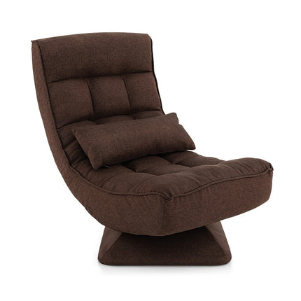 360° Rotating Floor Chair with Backrest & Lumbar Cushion Floor Chair Lazy Sofa Brown
