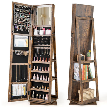360° Rotating Jewelry Armoire with Full-Length Mirror