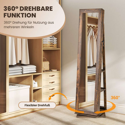 360° Rotating Jewelry Armoire with Full-Length Mirror