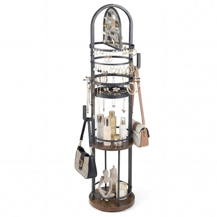 360 Rotating Jewelry Organizer with Earring & Necklace Holders