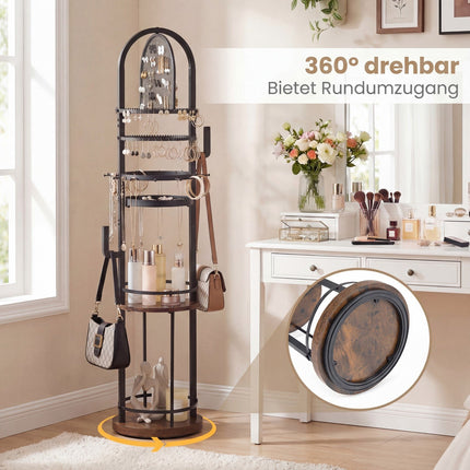 360 Rotating Jewelry Organizer with Earring & Necklace Holders