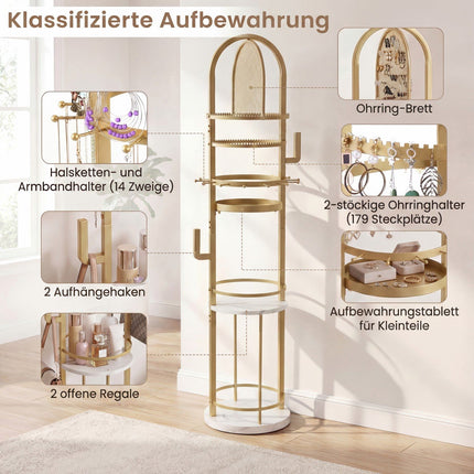 360 Rotating Jewelry Stand with Earring & Necklace Holders