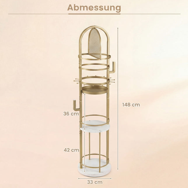 360 Rotating Jewelry Stand with Earring & Necklace Holders