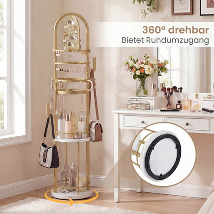 360 Rotating Jewelry Stand with Earring & Necklace Holders