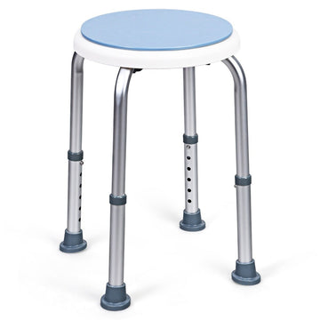 360° Rotating Shower Stool, Adjustable Height, Blue