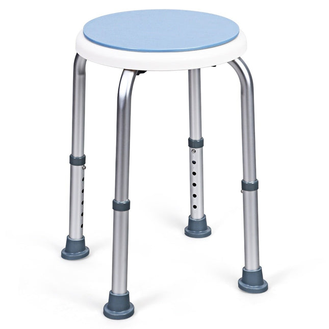 360° Rotating Shower Stool, Adjustable Height, Blue