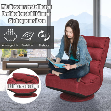 360 Swivel Floor Chair, Adjustable Backrest, Red