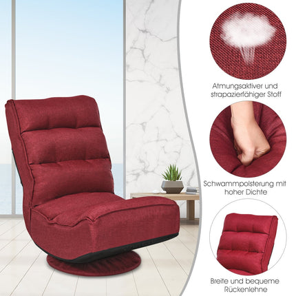 360 Swivel Floor Chair, Adjustable Backrest, Red